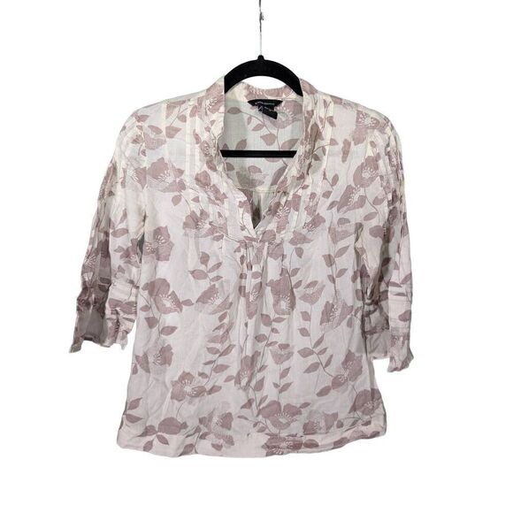 Moda international Floral Flowy Blouse Shirt Bell Sleeves Women's Small - Picture 1 of 5